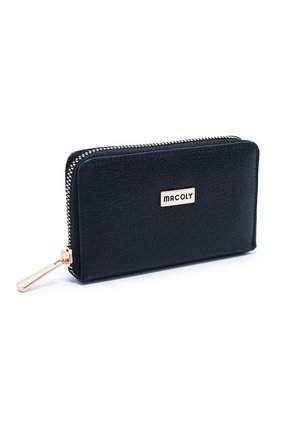 Billetera Mediana Macoly A041 Cuero Negro Oro