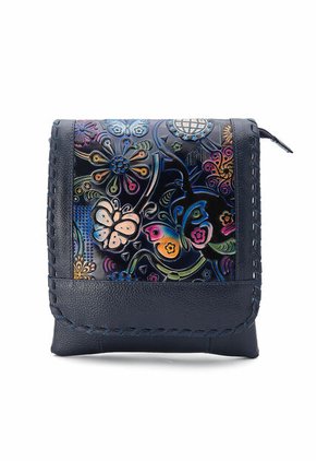 Bolso Manos Libres AM01 Cuero Azul Tala Mariposas