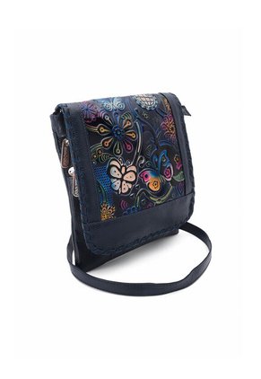 Bolso Manos Libres AM01 Cuero Azul Tala Mariposas