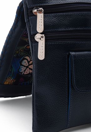 Bolso Manos Libres AM01 Cuero Azul Tala Mariposas