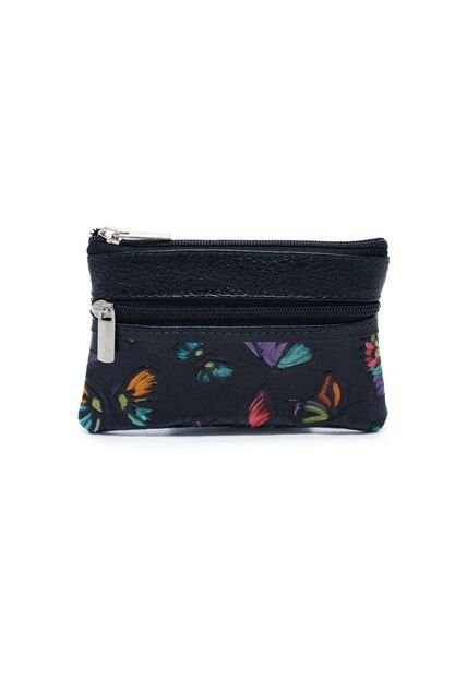 Monedero Macoly Cuero Doble Cremallera Tala Negro