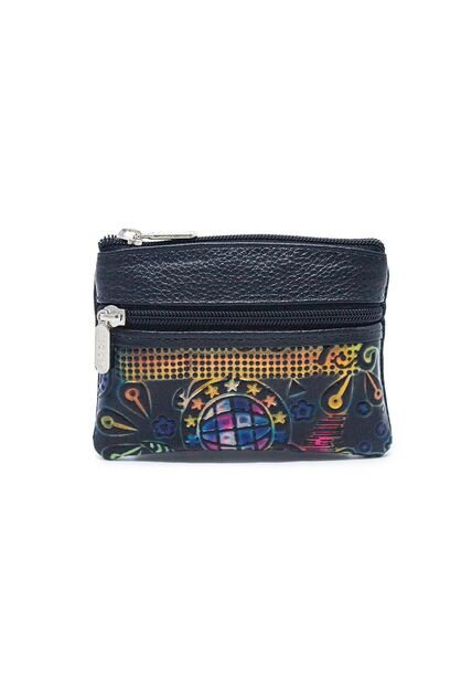 Monedero Macoly AM Cuero Doble Cremallera Tala Negro