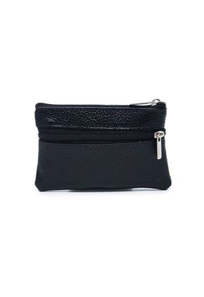 Monedero Macoly Cuero Doble Cremallera Tala Negro