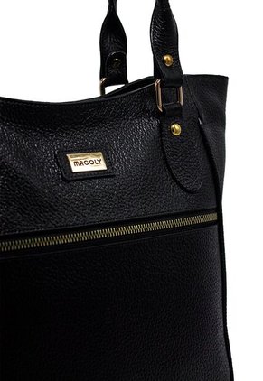 Bolso De Hombro Macoly 1026 Cuero Negro Liso