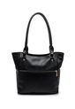 Bolso De Hombro Macoly 1026 Cuero Negro Liso de Macoly