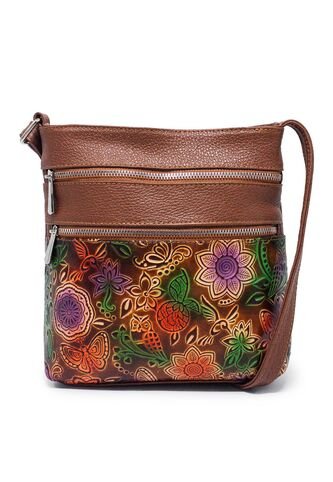 Bolso Manos Libres M301 Cuero Tala Miel Niquel Macoly