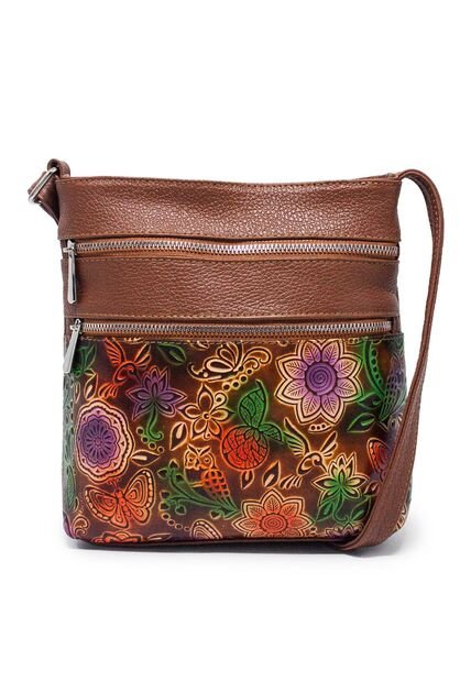 Bolso Manos Libres M301 Cuero Tala Miel Niquel