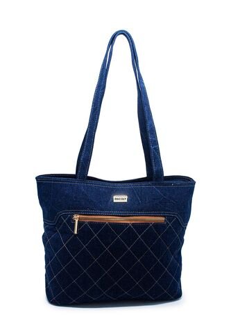 Bolso De Hombro Macoly M877 Jean Acolchado Oro Macoly