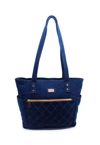Bolso De Hombro Macoly M841 Jean Acolchado Oro Macoly