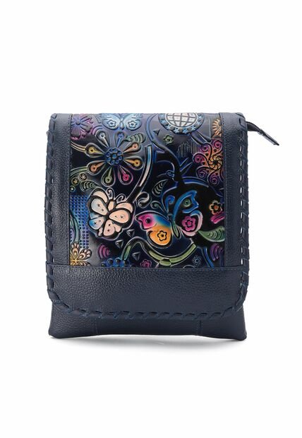 Bolso Manos Libres AM01 Cuero Azul Tala Mariposas