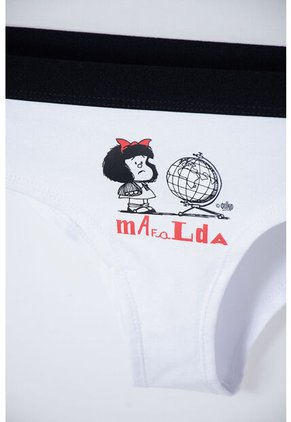 Pack X2 Panties De Mafalda Negro Y Blanco Para Mujer L