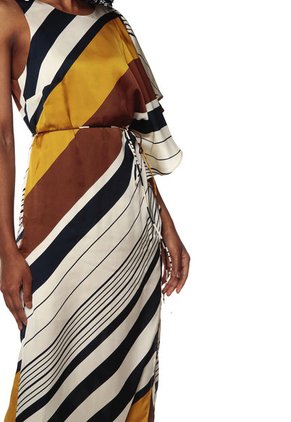 Vestido Beige-Dorado-Café MNG