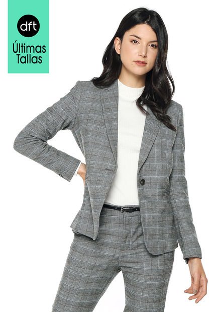 Blazer Gris- Café-Azul-Blanco MNG - Compra Ahora | Dafiti Colombia