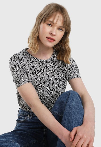 Camiseta Gris-Negro-Blanco MNG