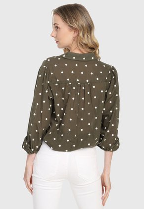 Camisa Verde Oliva-Blanco MNG