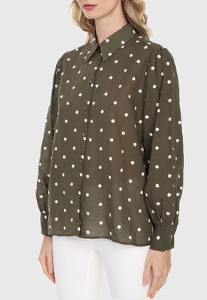 Camisa Verde Oliva-Blanco MNG