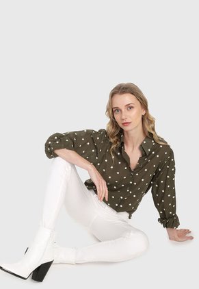 Camisa Verde Oliva-Blanco MNG