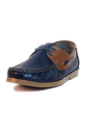 Mocasines Cuero Azul-Miel Maniqueo Roger
