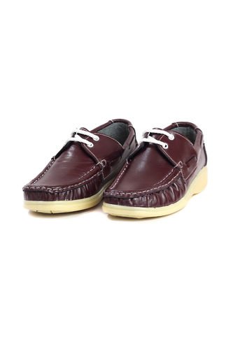 Zapato Colegial Niño Cuero Vino Maniqueo Marrone Maniqueo