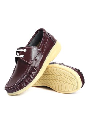 Zapato Colegial Niño Cuero Vino Maniqueo Marrone