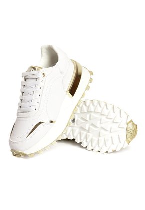 Tenis Blanco-Dorado Maniqueo Celeste