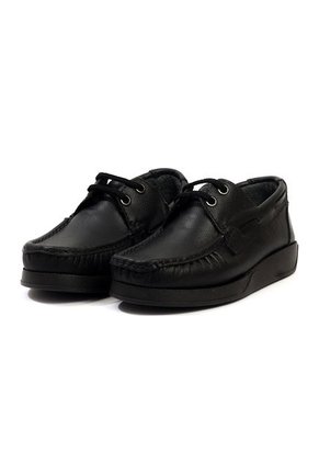 Zapato Colegial Niño Cuero Negro Maniqueo Marrone