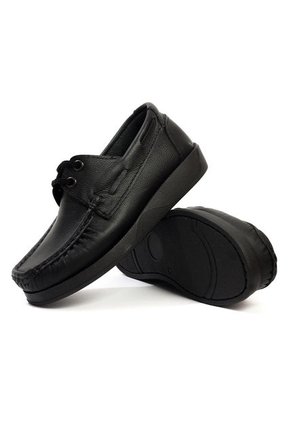 Zapato Colegial Niño Cuero Negro Maniqueo Marrone