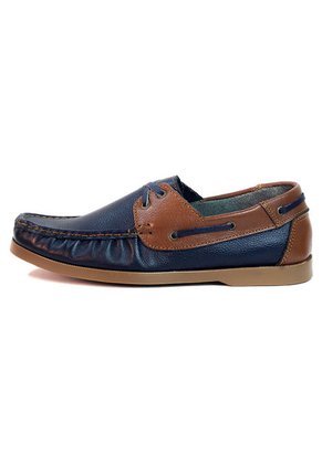 Mocasines Cuero Azul-Miel Maniqueo Roger