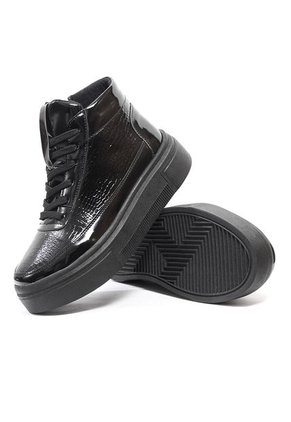 Tenis Charol Negro Maniqueo Obsidiana