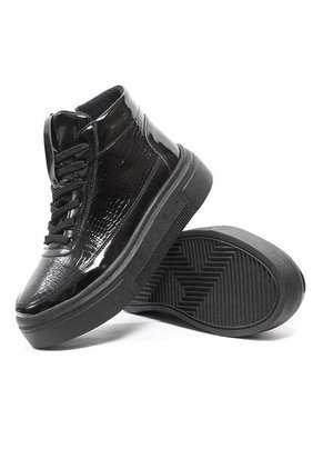 Tenis Charol Negro Maniqueo Obsidiana