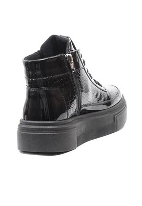 Tenis Charol Negro Maniqueo Obsidiana