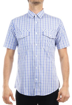 Camisa Blanco-Azul Manpower