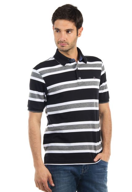 Camiseta Polo Manpower Negro-Gris