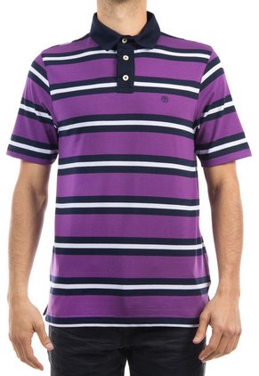 Camiseta Polo Manpower Azul Oscuro-Morado-Blanco
