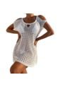 SALIDA DE BAÑO TEJIDA CROCHET BLANCO de Mantarraya Beachwear