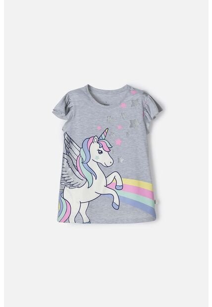 Camiseta De Mic Manga Corta Gris Para Niña 12
