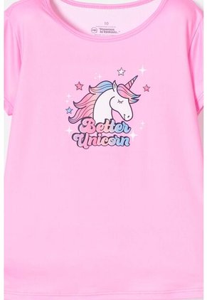 Camiseta De Mic Manga Corta Rosada Para Niña 12