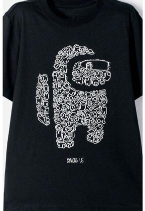 Camiseta De Among Us Manga Corta Negro Para Niño XL