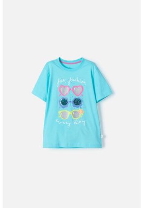 Camiseta Mic Azul Manga Corta Para Niña 8