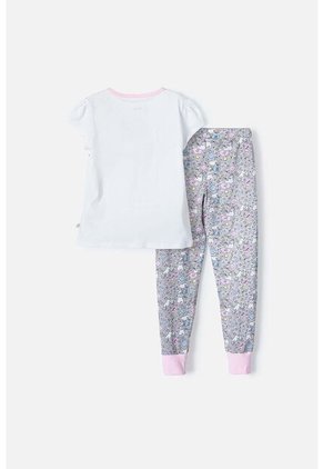 Pijama De Mic Con Pantalón Largo Blanco Y Gris Para Niña 8