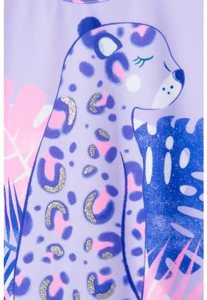 Vestido De Baño Mic Morado Con Estampado Animal Print Para Niña 6