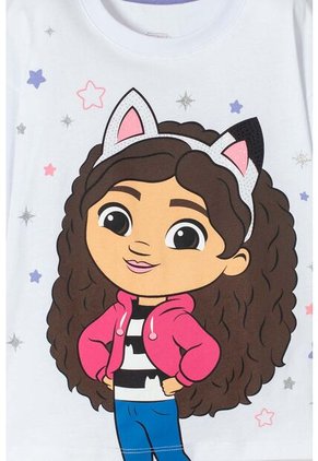 Camiseta De Gabby’s Dollhouse Manga Corta Blanco Para Niña