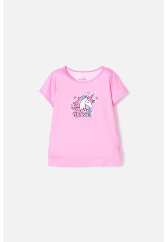 Camiseta De Mic Manga Corta Rosada Para Niña 10 MARCA MIC