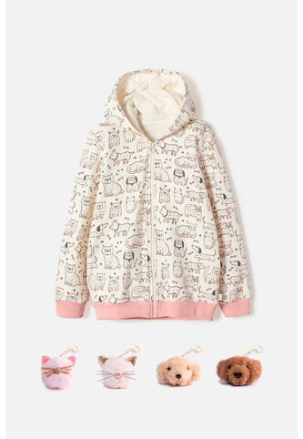 Buzo De Mic Con Capucha Marfil Para Niña 12 MARCA MIC