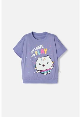 Camiseta De Gabby’s Dollhouse Manga Corta Lila Para Niña MARCA MIC