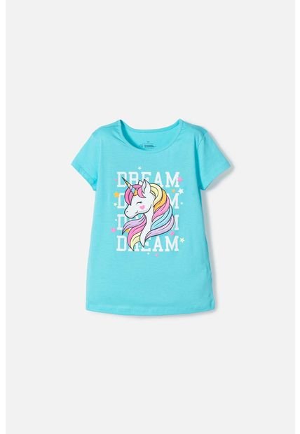 Camiseta De Mic Manga Corta Azul Para Niña 8