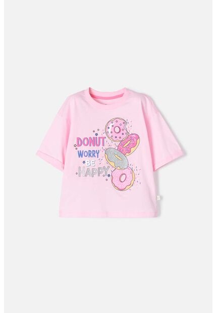 Camiseta De Mic Manga Corta Rosado Para Niña 12