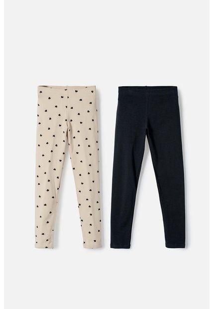 Pack X2 Leggins De Mic Caqui Y Negro Para Niña 10