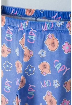 Pijama De Capybara Manga Larga Lila Para Niña 10