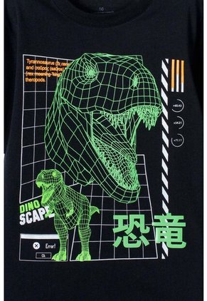 Camiseta Mic Negra Estampada Para Niño 12